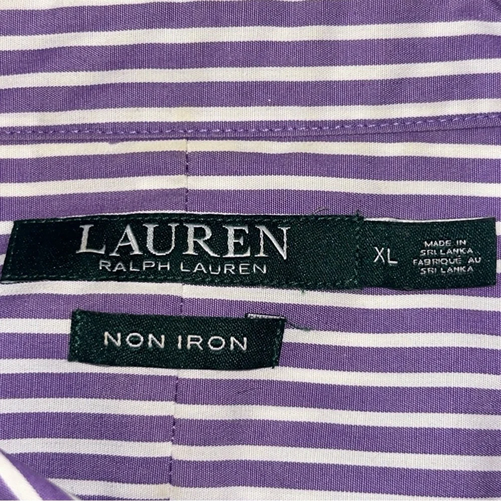 Ralph Lauren Womens Button Down Shirt Purple Bengal Striped Classic Preppy  XL - Picture 6 of 10